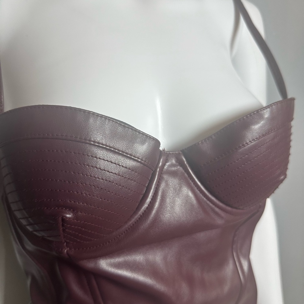 Current Mood Brown Faux Leather Top Corset Back Zip M - Picture 9 of 9